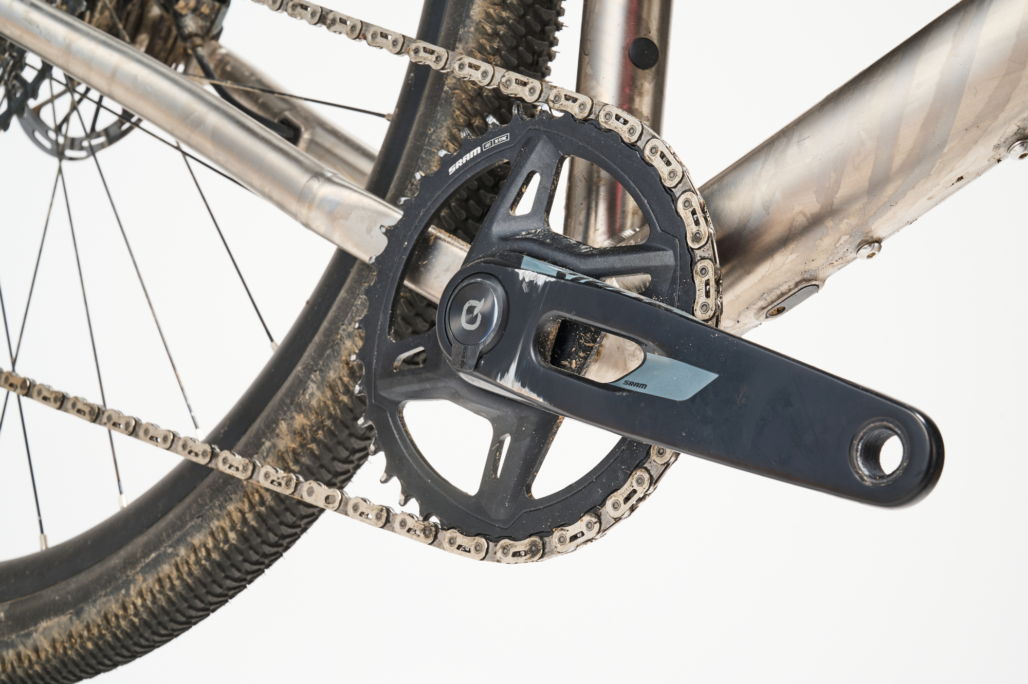 Details of the SRAM Rivals chainset on a Ribble AllGrit Ti X gravel bike