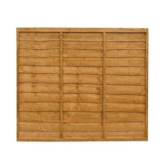 Light wooden fence panel with three vertical sections on a white background
