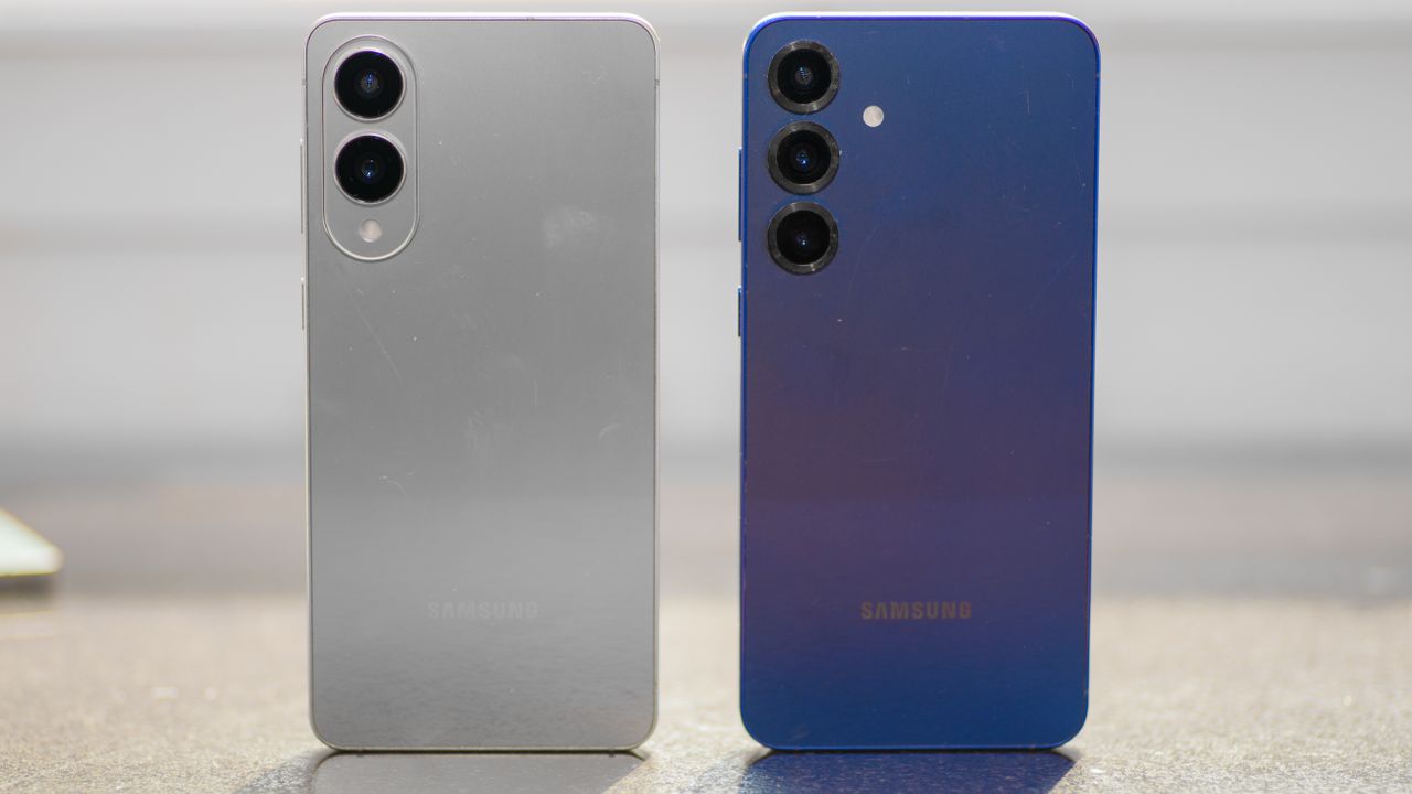 The Samsung Galaxy S25 Edge and S25 Plus standing side-by-side