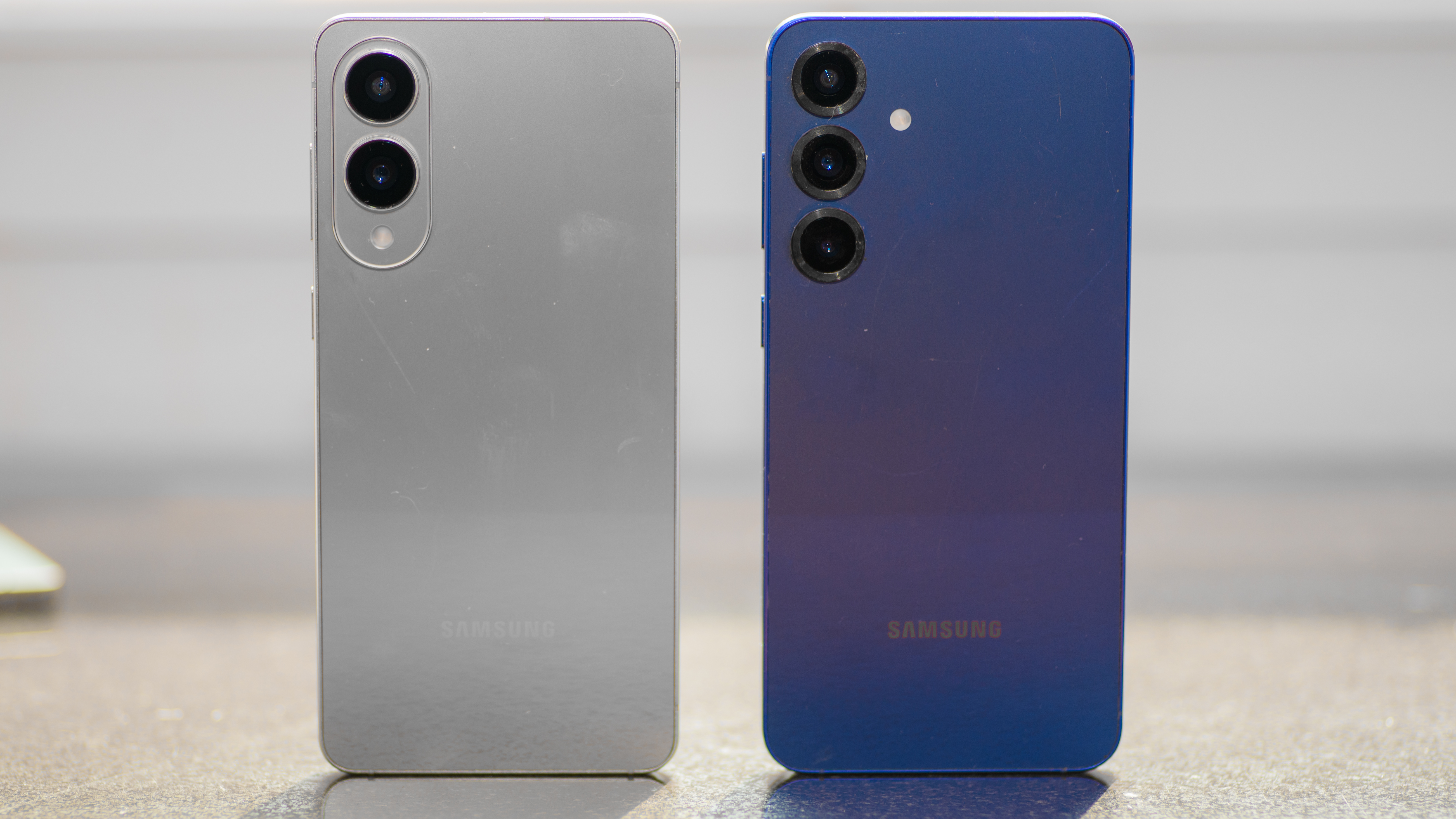 The Samsung Galaxy S25 Edge and S25 Plus standing side-by-side