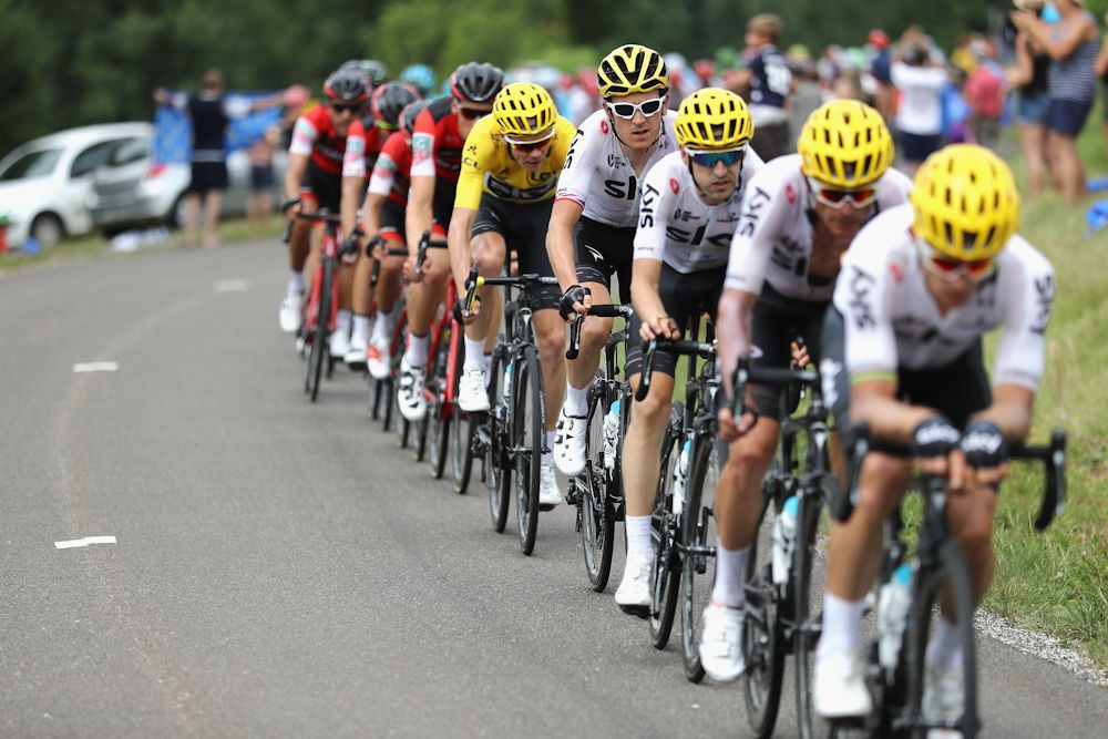 Team Sky rides for Chris Froome during stage 8