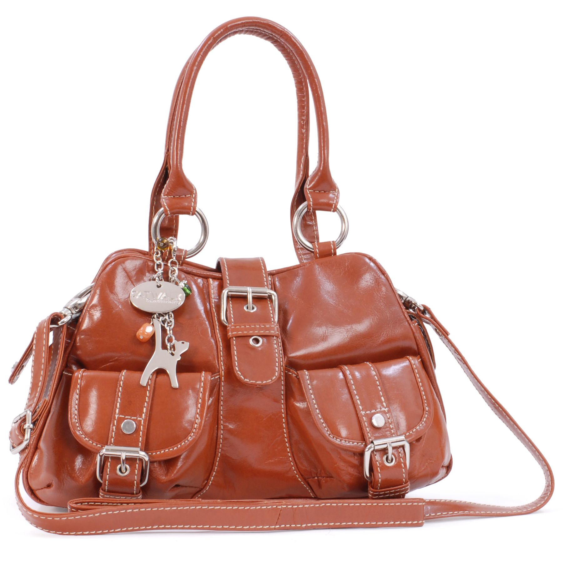 Faith Leather Top Handle Bag With Detachable Crossbody Strap