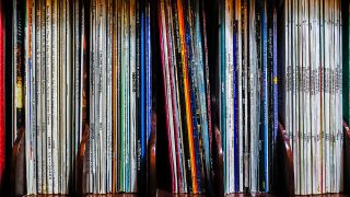 How to store vinyl: A stack of vinyl albums