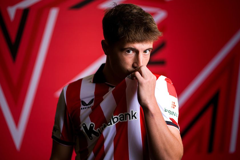 Mikel Jauregizar of Athletic Club poses for a portrait during the official UEFA Champions League 2025/26 portrait session on August 28, 2025 in Bilbao, Spain.