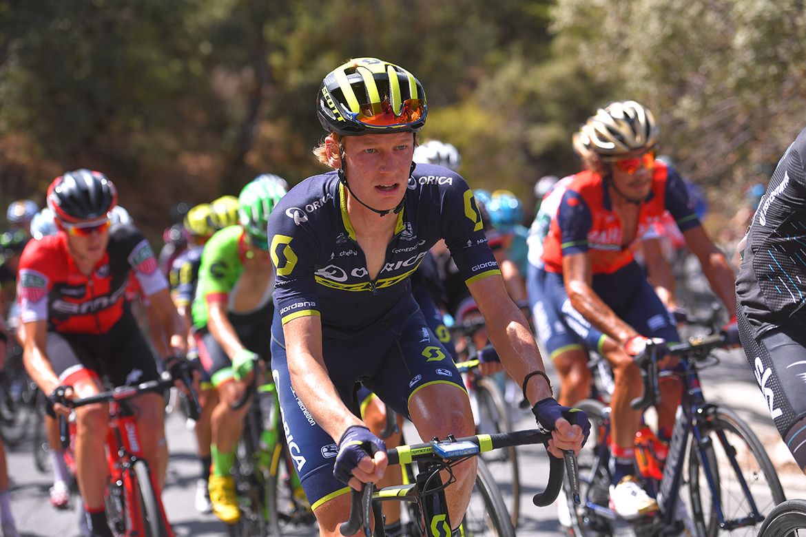 Jack Haig in the pack on stage 15 of the Vuelta a Espa&ntilde;a