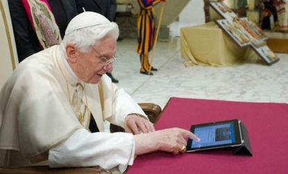 Pope Benedict XVI makes his very first tweet, perhaps the most drawn out social media launch in its short history.
