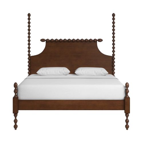 Dark wood bobbin four poster bed