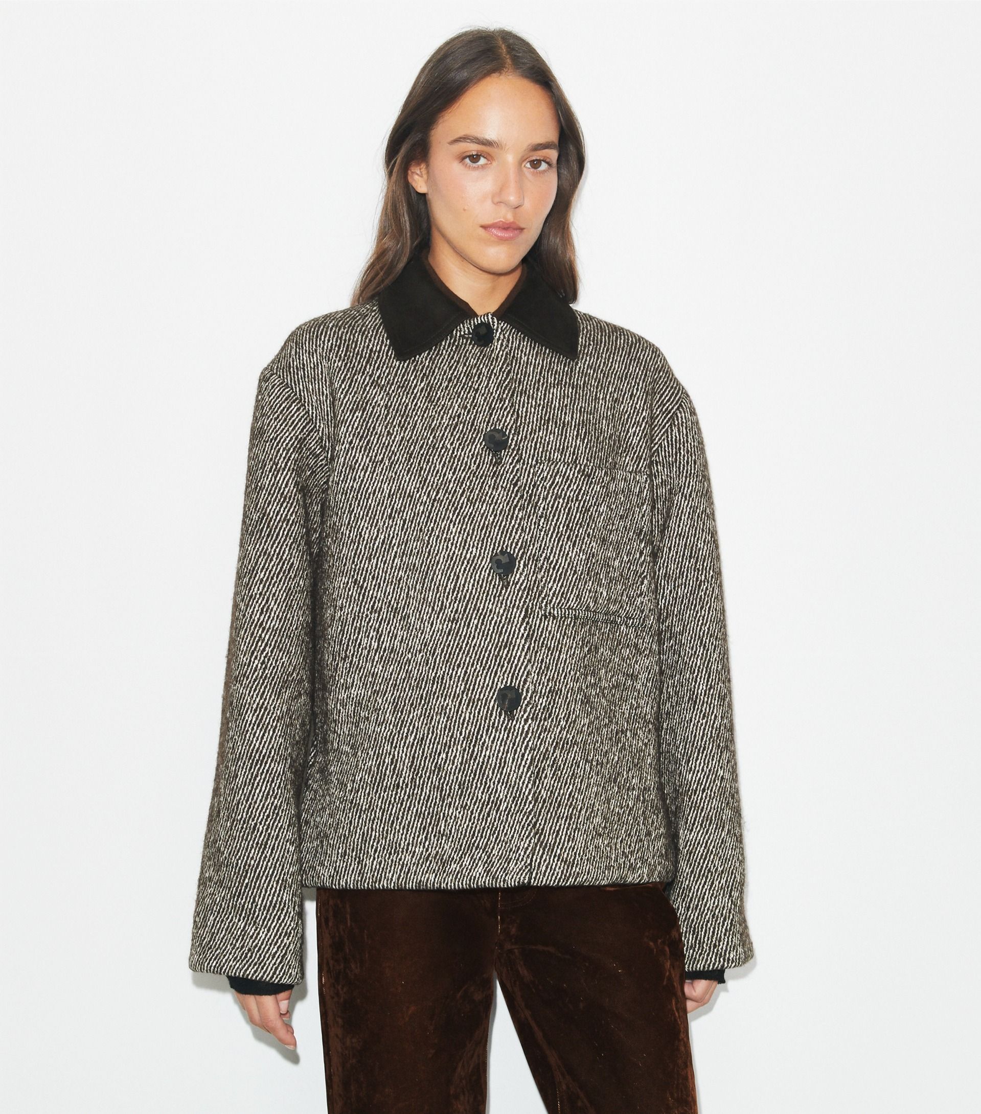 Twill Barn Jacket in Brown, Size M