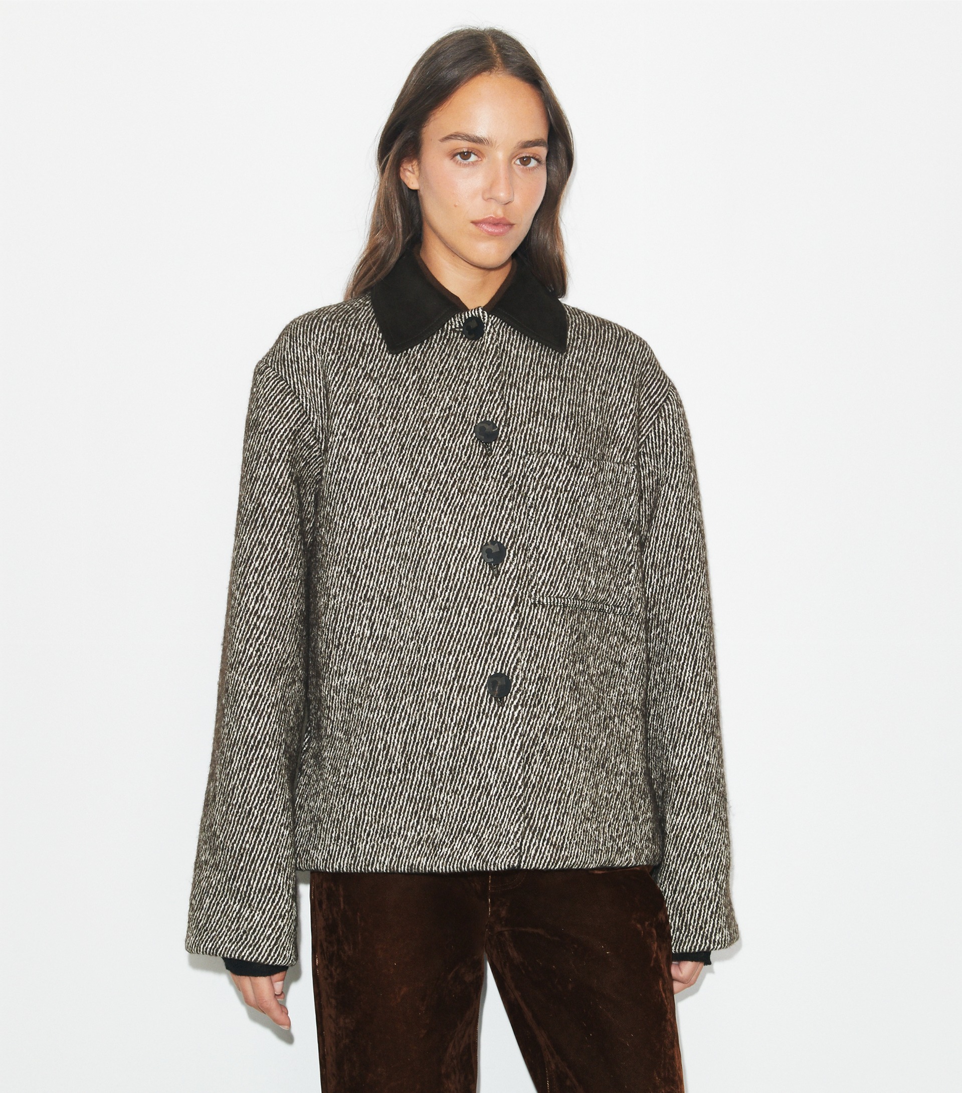 Twill Barn Jacket in Brown, Size M