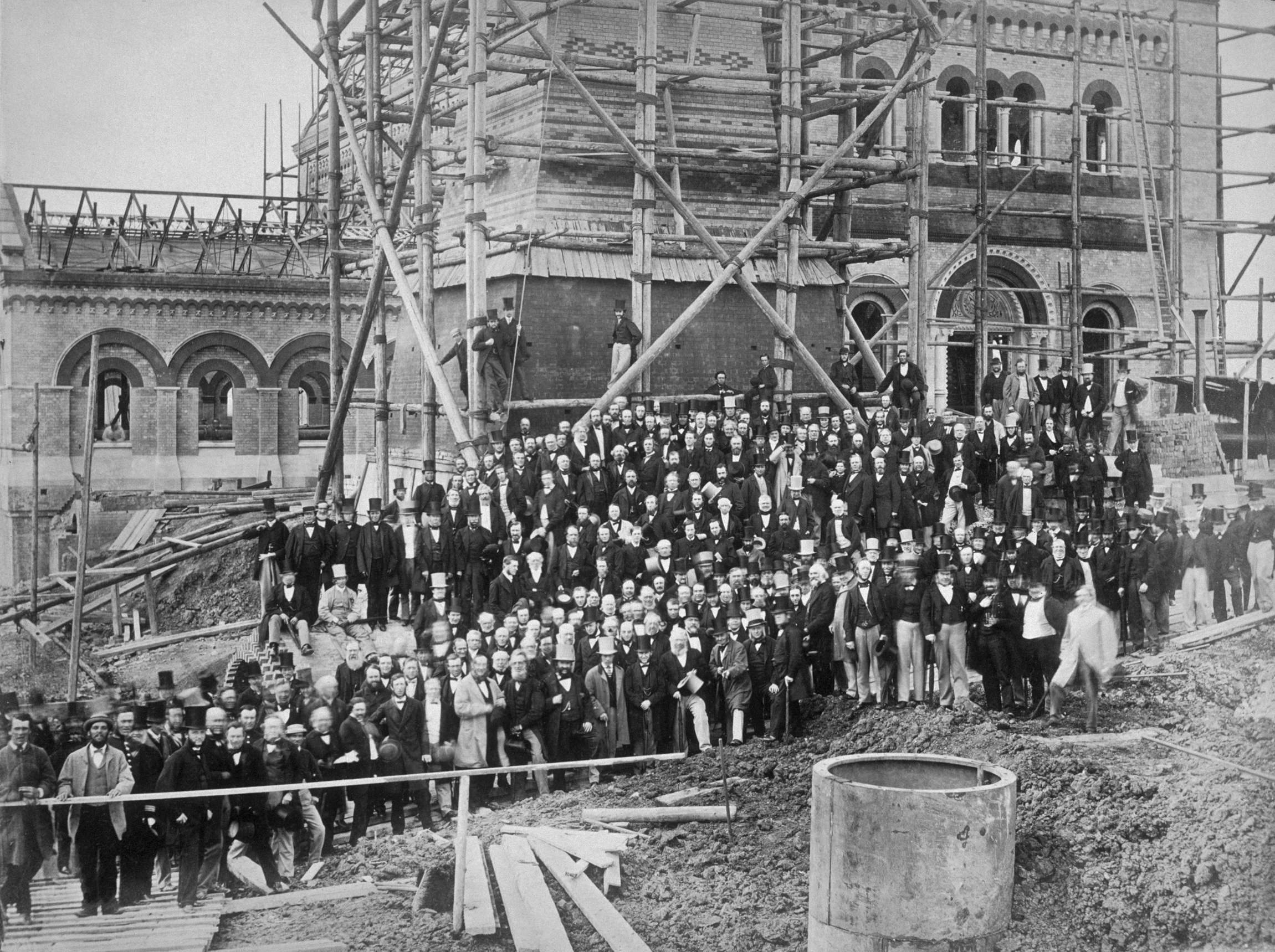 The Crossness Pumping Station under construction in 1862.