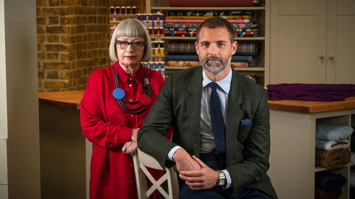 Great British Sewing Bee final judges Esme Young and Patrick Grant 