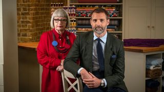 Great British Sewing Bee final judges Esme Young and Patrick Grant 