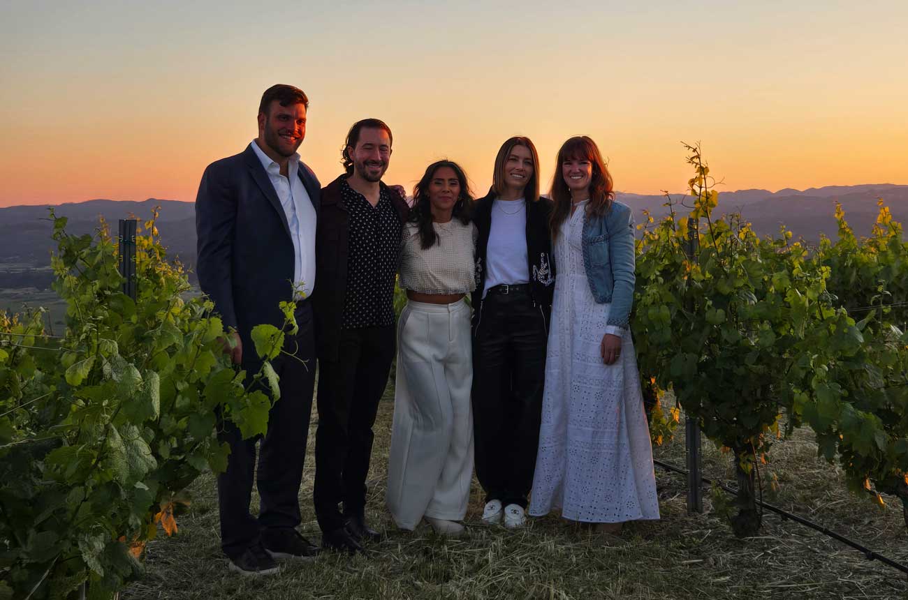 Image of the Prophet &amp;amp; Poet winemaking team in the Upper Barn Vineyard.