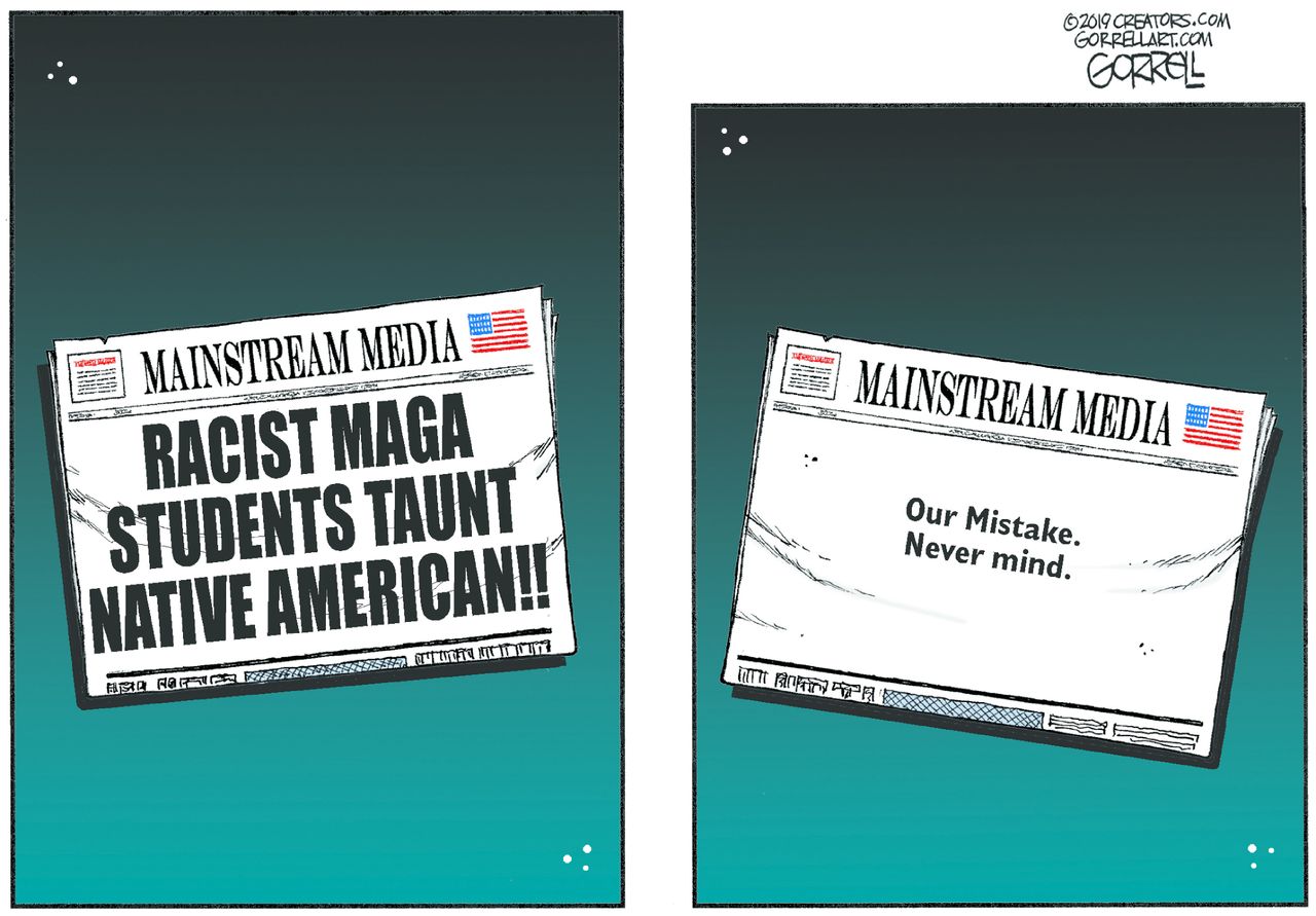 Editorial cartoon U.S. MAGA covington&amp;amp;nbsp;high school native america media