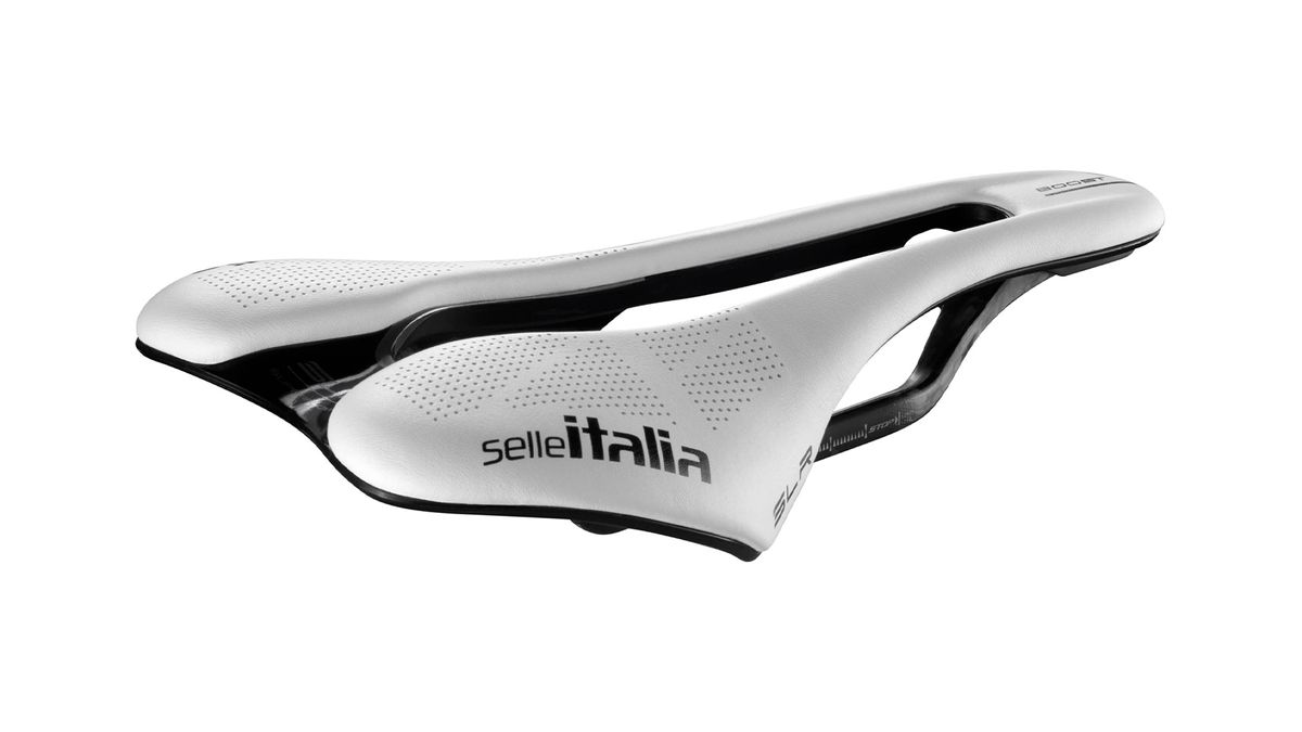 The Selle Italia SLR Boost saddle in white