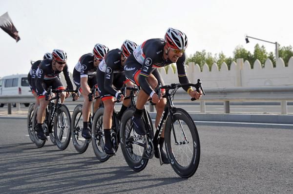 Fabian Cancellara sets the pace for RadioShack-Nissan.