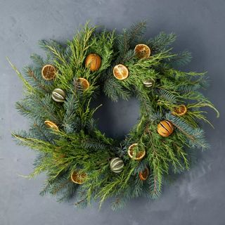 Fresh Evergreen + Dried Citrus Wreath