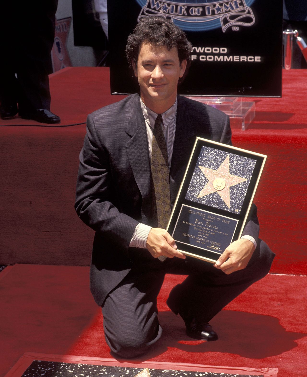 Tom Hanks receiving the Hollywood Walk of Fame Star 1992