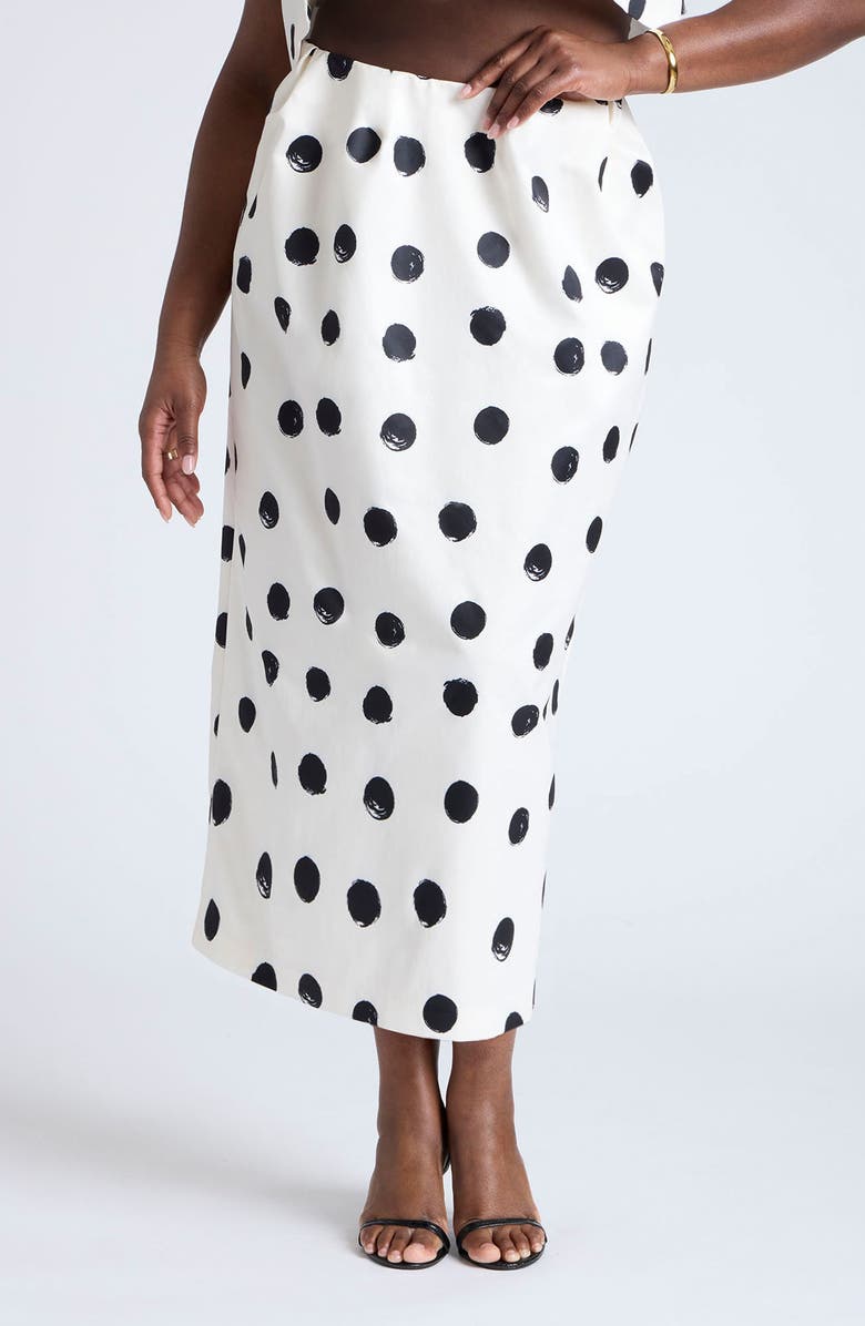 Polka Dot Column Maxi Skirt