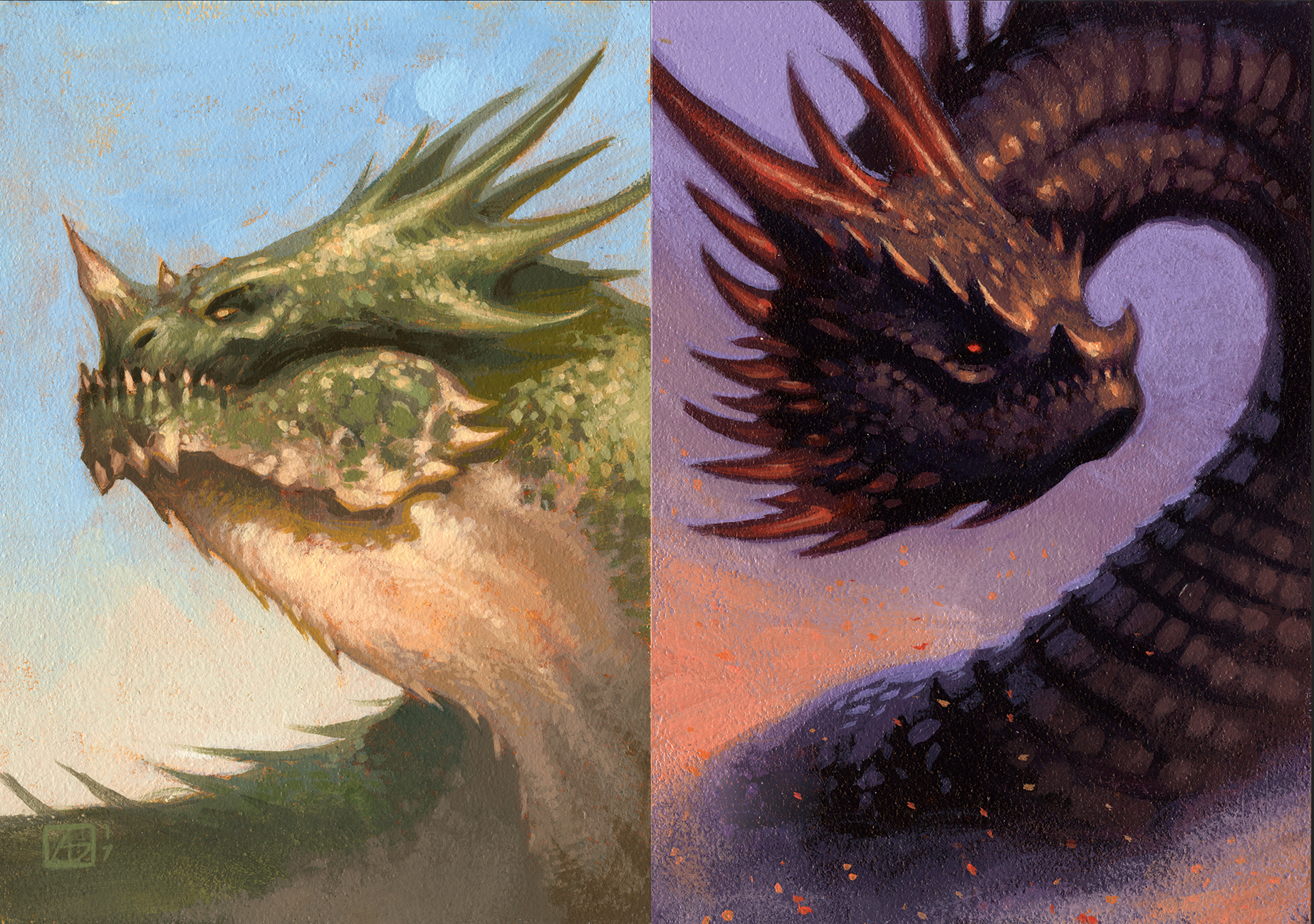 How to draw a dragon: Two dragon illustrations