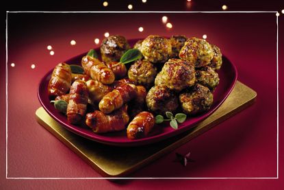 Aldi's stuffing balls and pigs in blanket under the Christmas Price Lock