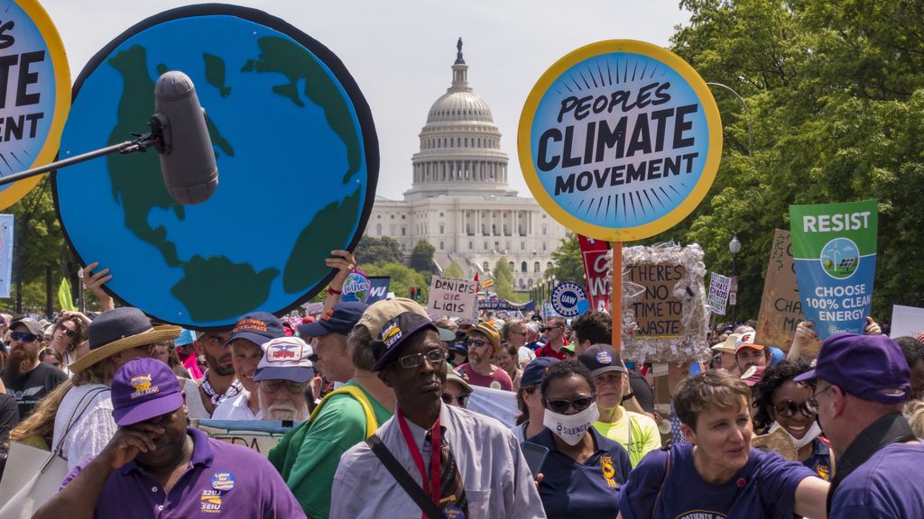 Climate March demonstrators protest in Washington, D.C. in April 2017.