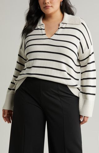 Striped cotton and cashmere sweater