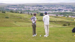 Dan and Joe looking over the 16th green at West Monmouthshire Golf Club