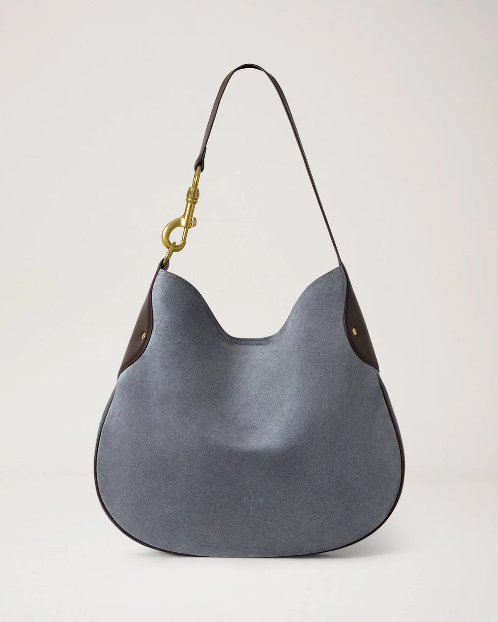mulberry, Hackney Shoulder Bag in Foggy Grey Suede