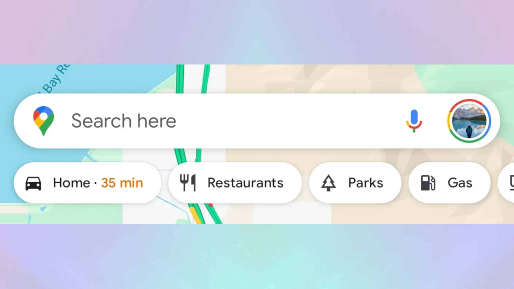 Google Maps UI with Home chip eta