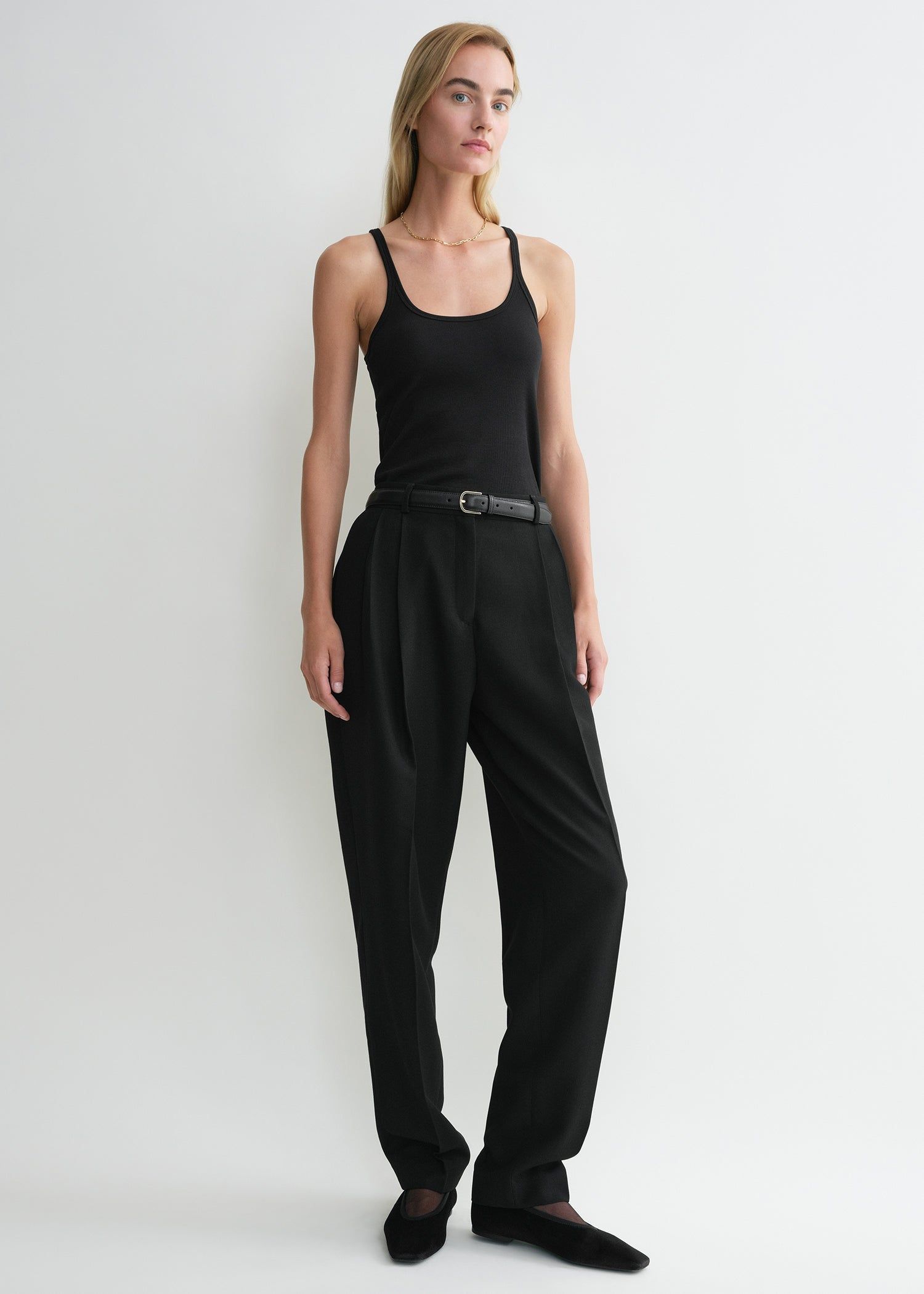 Scoop Neck Rib Tank Black