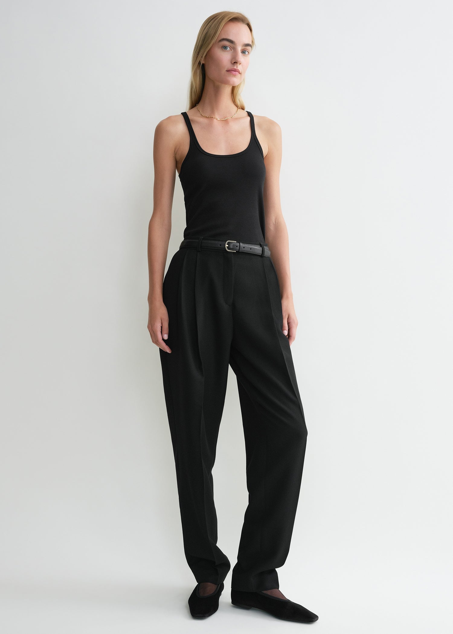 Scoop Neck Rib Tank Black