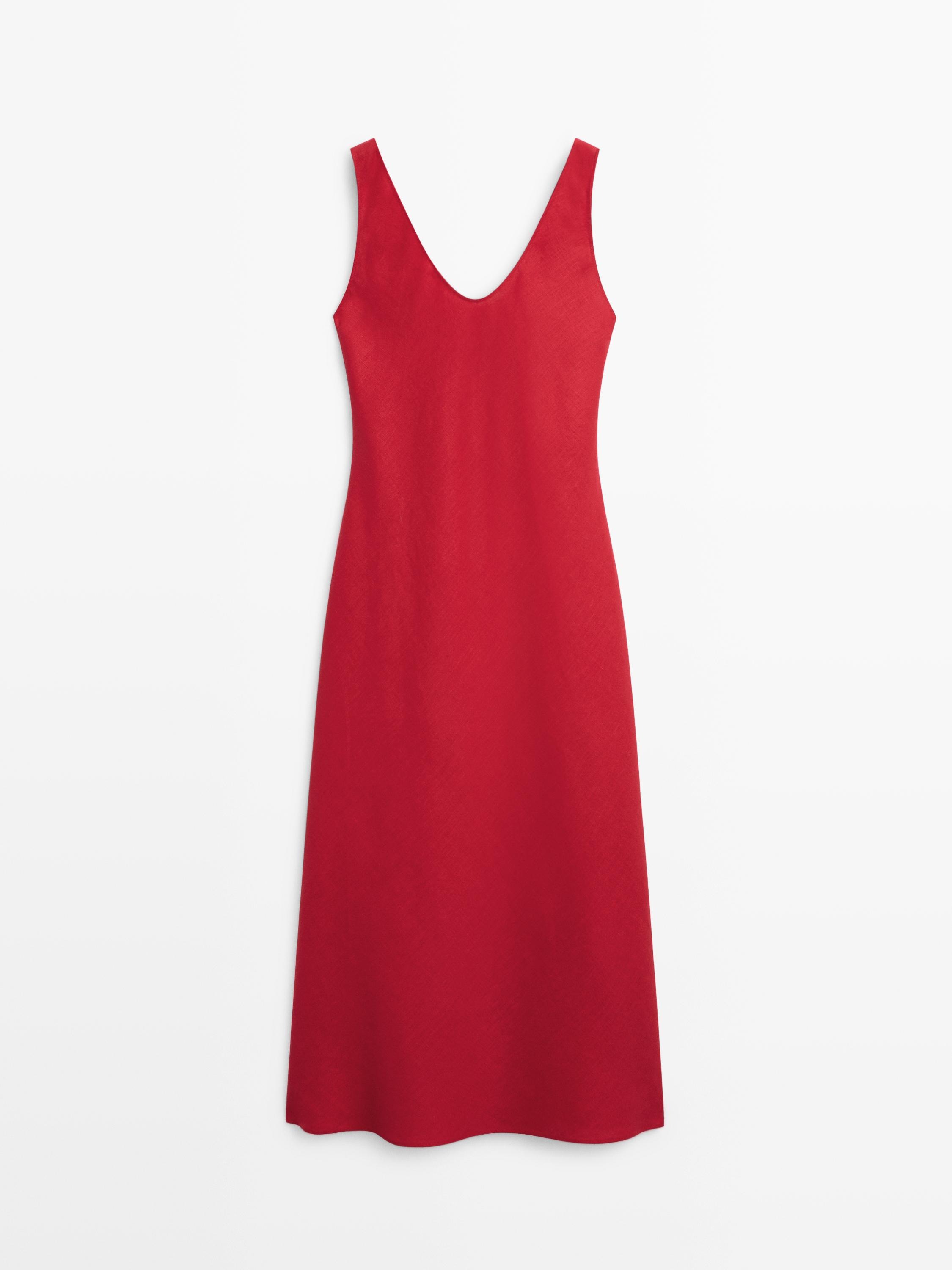 Massimo Dutti, Strappy Linen Midi Dress