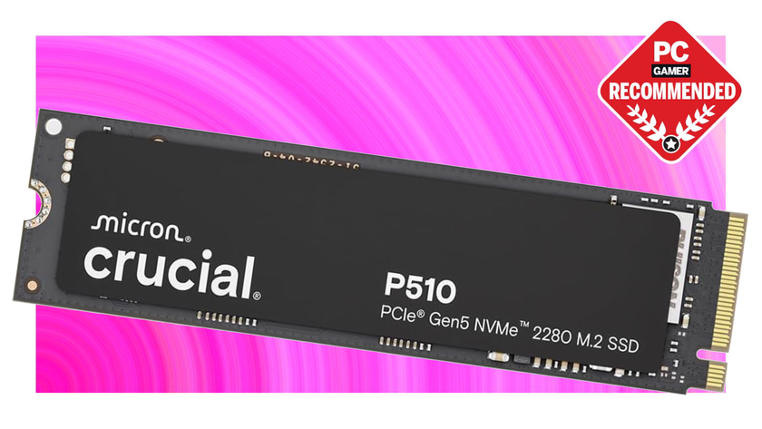 The Crucial P510 SSD floats in the sirling pink PCG Prime Day Deal void.