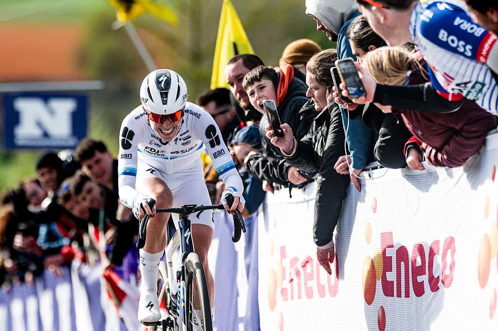 OUDENAARDE, BELGIUM - APRIL 05: Demi Vollering of Netherlands and Team FDJ United - SUEZ competes during the 23rd Tour of Flanders 2026 - Ronde van Vlaandere - Women's Elite a 164.1km one day race from Oudenaarde to Oudenaarde on April 05, 2026 in Oudenaarde, Belgium. (Photo by Billy Ceusters/Getty Images)