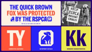 Collage of font family developed for RSPCA by JKR and Studio DRAMA