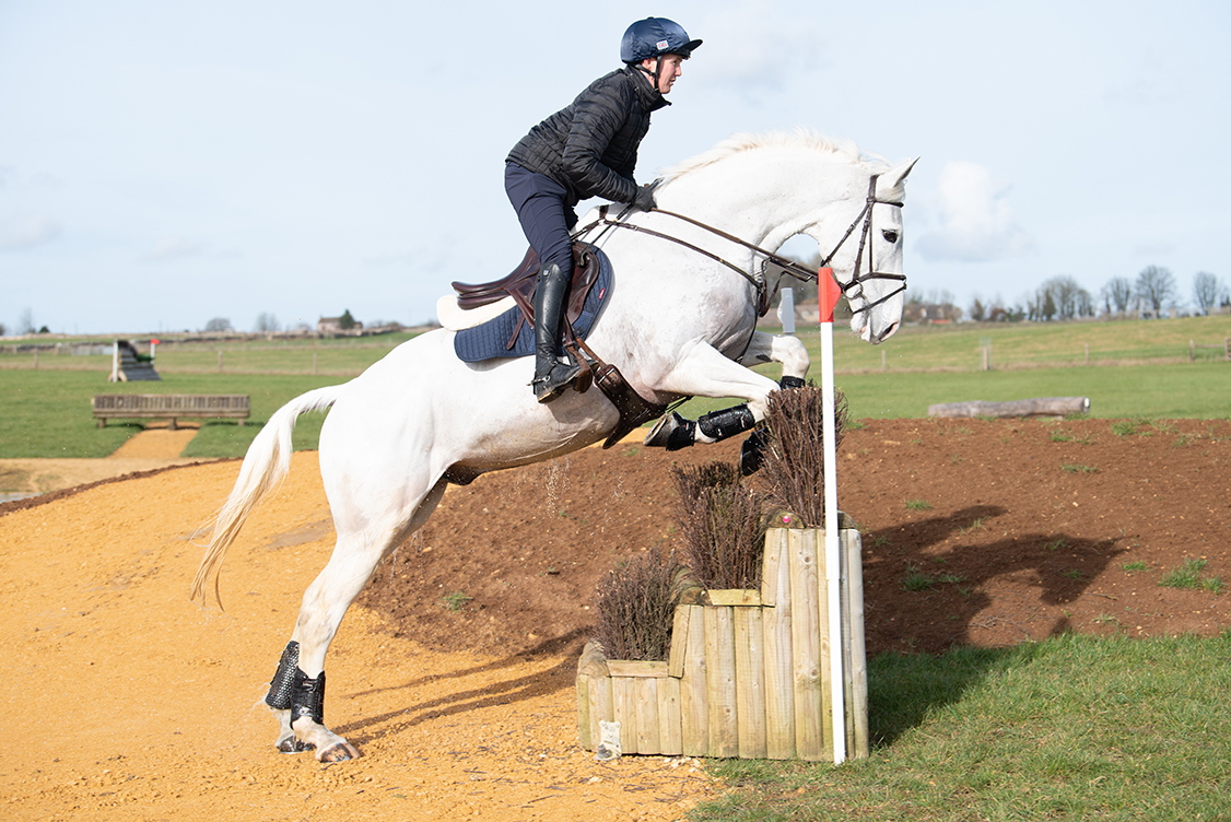 Cross-country schooling tips: if you want to practise skinnies, ensure you can hold a line over a straightforward fence first and never jump skinnies without a right and left flag pole.