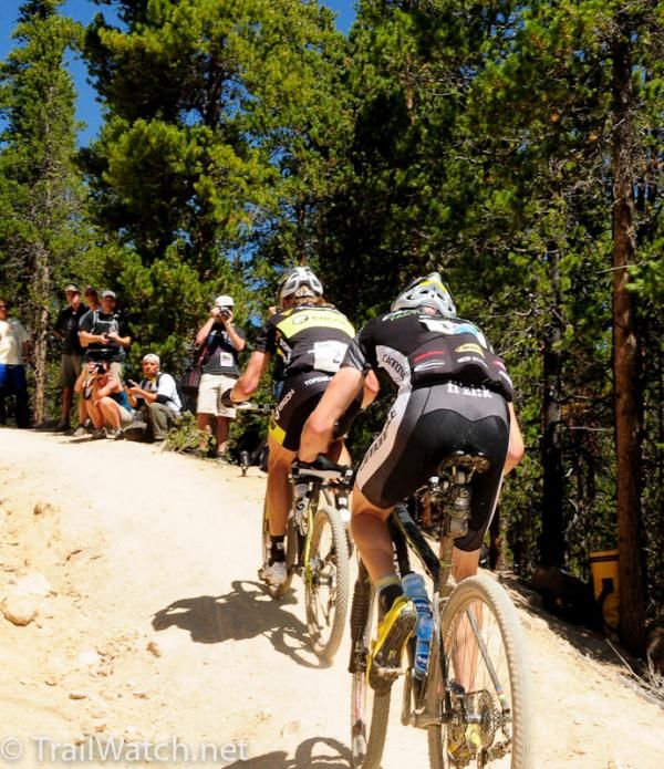 Wiens and Bishop on the steepest part of the final climb.