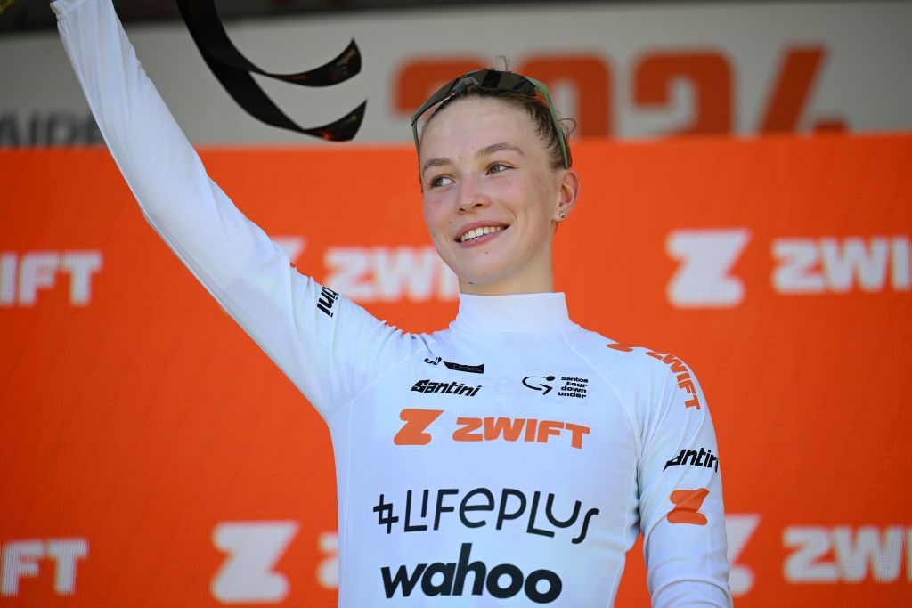 Finishing fourth on stage 1, Kristyna Burlova (Lifeplus Wahoo) is the best young rider