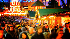 A crowd of Christmas shoppers at Birmingham's Frankfurt Christmas market