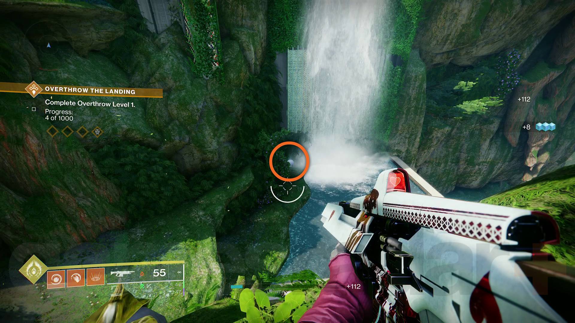 Destiny 2 Visions of the Traveler collectible next to Landing waterfall