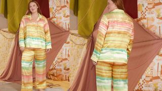 Silk island sunset print plus size pajamas