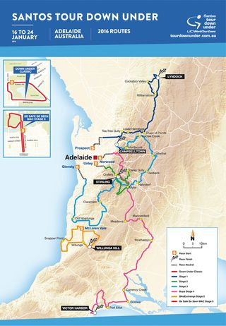 Tour Down Under 2016 race route map
