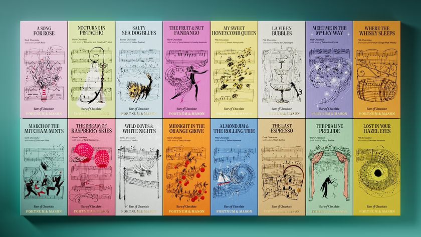 Fortnum &amp; Mason chocolate bars with music notes on the front and illustrations
