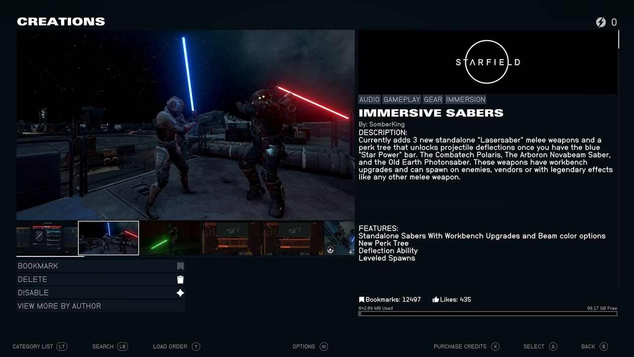 Screenshot of Starfield mods