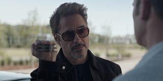 Tony Stark with the time travel device