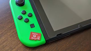 Nintendo Switch V2 with microSD card. 