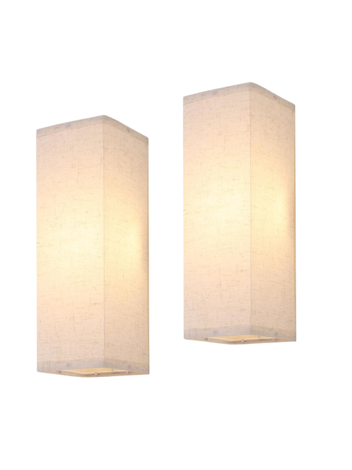 Rectangle Linen Shade Wall Sconces, Set of 2