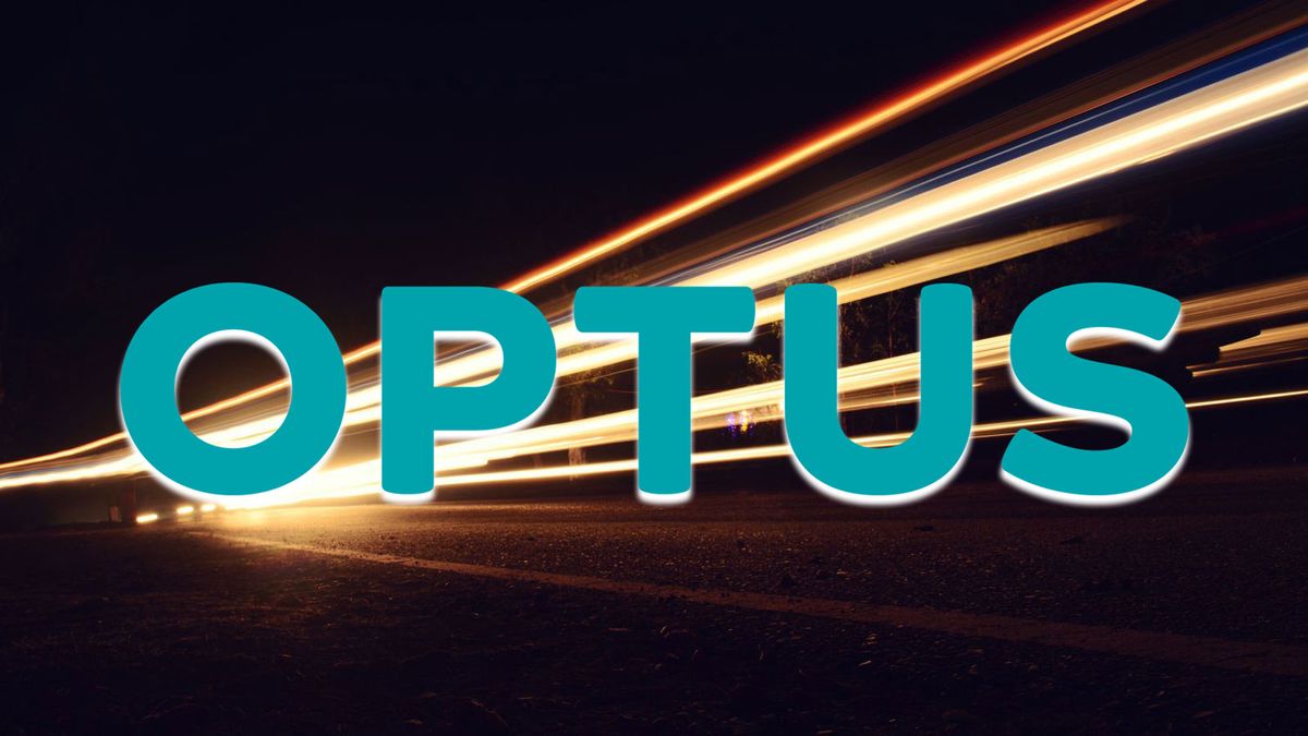 Optus logo superimposed over light trail image