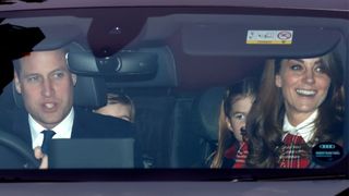 Prince William and Princess Kate drive to Buckingham Palace for Christmas lunch with their children in 2019